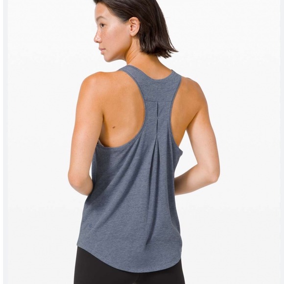 lululemon athletica Tops - Lululemon Love Tank Pleated Heathered Blue Racerback Size 8